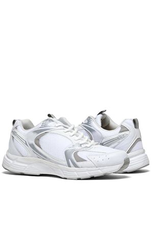 Tonny Black Unisex Beyaz Gümüş Faylon Taban Bağcıklı Spor Ayakkabı