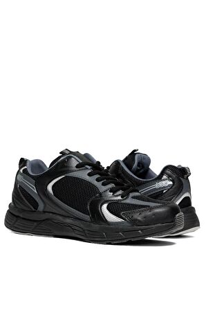 Tonny Black Unisex Siyah Füme Faylon Taban Bağcıklı Spor Ayakkabı