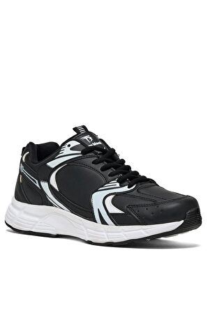 Tonny Black Unisex Siyah Cilt Faylon Taban Bağcıklı Spor Ayakkabı