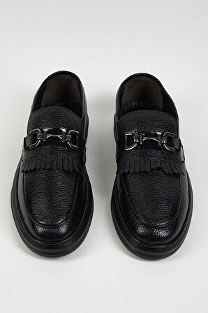 Tonny Black Erkek Siyah Rahat Kalıp Deri Erkek Loafer
