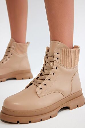 Tonny Black Kadın Nude Cilt Tonny Black Rahat Kalıp Bağcıklı Kadın Bot