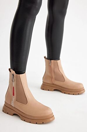 Tonny Black Kadın Nude Cilt Tonny Black Fermuarlı Detaylı Bot