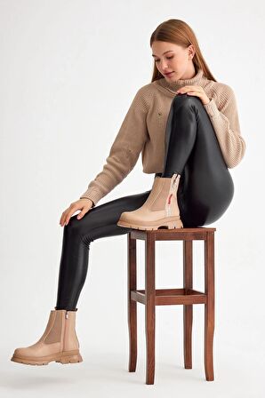 Tonny Black Kadın Nude Cilt Tonny Black Fermuarlı Detaylı Bot