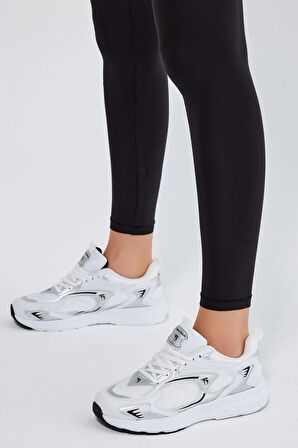 Tonny Black Unisex Beyaz Gümüş Faylon Taban Rahat Kalıp Unisex Ayakkabı