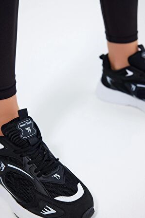 Tonny Black Unisex Siyah Beyaz Faylon Taban Rahat Kalıp Unisex Ayakkabı