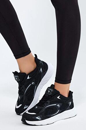 Tonny Black Unisex Siyah Beyaz Faylon Taban Rahat Kalıp Unisex Ayakkabı