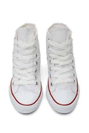 Tonny Black Çocuk Unisex Beyaz Rahat Kalıp Bağcıklı Uzun Spor Ayakkabı