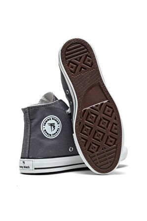 Tonny Black Çocuk Unisex Füme Rahat Kalıp Bağcıklı Uzun Spor Ayakkabı