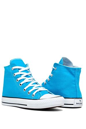 Tonny Black Çocuk Unisex Mavi Rahat Kalıp Bağcıklı Uzun Spor Ayakkabı