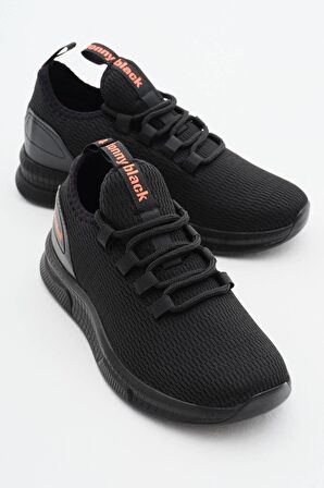 Tonny Black Unisex Siyah Nefes Alabilen Kumaş Poli Taban Bağcıklı Spor Ayakkabı