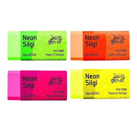 Gen-Of No:24 Pvc Free Orta Boy Neon Silgi (GEN-6724) 3 Adet