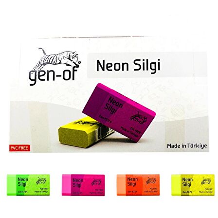 Gen-Of No:24 Pvc Free Orta Boy Neon Silgi (GEN-6724) 3 Adet