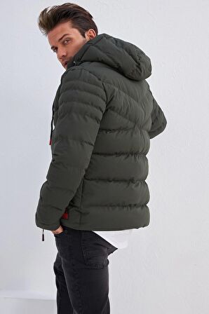 Su Geçirmez Erkek Kapüşonlu Şişme Mont