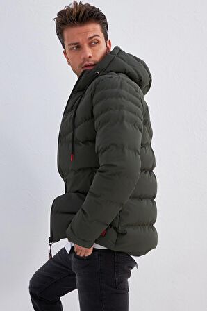 Su Geçirmez Erkek Kapüşonlu Şişme Mont