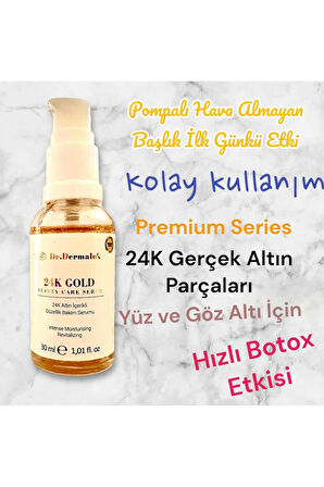 24k Altın Parçacıklı Premium Series Hızlı Botox Etkisi Kırışıklık Karşıtı Cilt Bakım Serum 30 ml