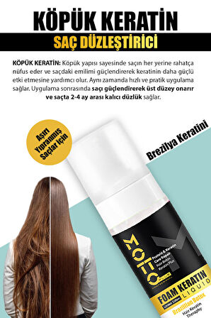 Motto Plus Professional Düzleştirici Köpük Keratin Botox ve Tuzsuz Şampuan 2'li Saç Bakım Seti