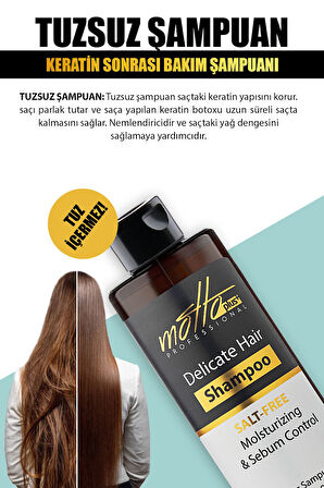 Motto Plus Professional Düzleştirici Köpük Keratin Botox ve Tuzsuz Şampuan 2'li Saç Bakım Seti