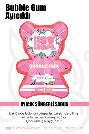 Doğal Süngerli Bubble Gum Kokulu Kids Sabun Pembe 135Gr.