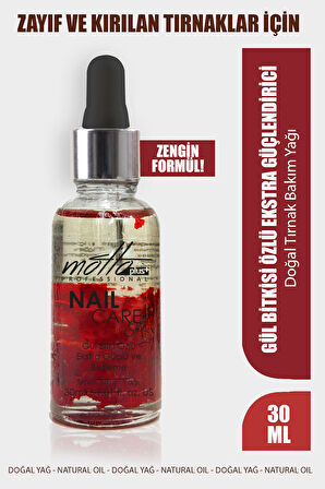 Motto Plus Professional Gül Özlü Ekstra Güçlendirici ve Kırılma Önleyici Doğal Tırnak Bakım Yağı 30ml