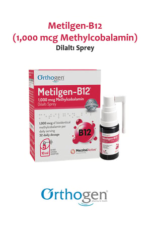 Metilgen-B12 Dilaltı Sprey 10 ml | 1000 mcg Metilkobalamin İçeren Takviye Edici Gıda