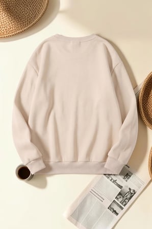 Unisex Kırıshıma Kalp Baskılı Bisiklet Yaka Sweatshirt