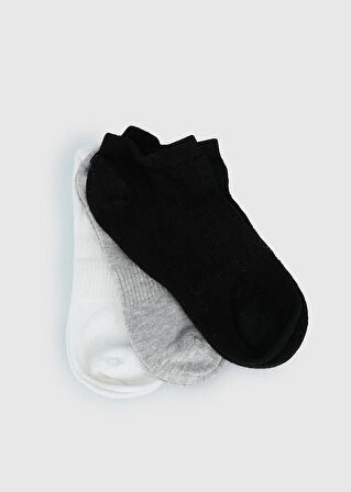 Multi  Socksmax 2750 3Lü Siyah-Beyaz-Gri Spor Kadın Çorabı