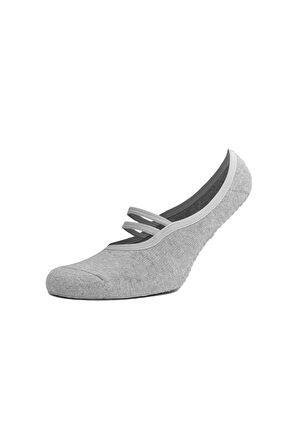 Mısırlı Kadın Kaydırmaz 2 Çift Gri Üstü Lastikli Pilates ve Yoga Çorabı - M-2210-G