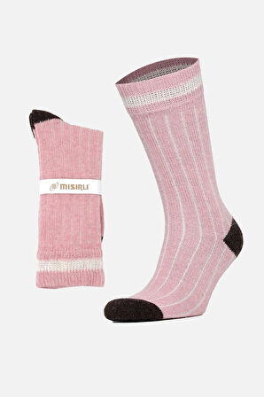 Mısırlı Kadın Alpaka Yünü Kışlık Çemberli Tekli Pembe Soket Çorap