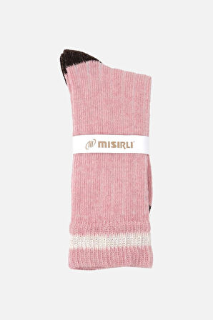 Mısırlı Kadın Alpaka Yünü Kışlık Çemberli Tekli Pembe Soket Çorap