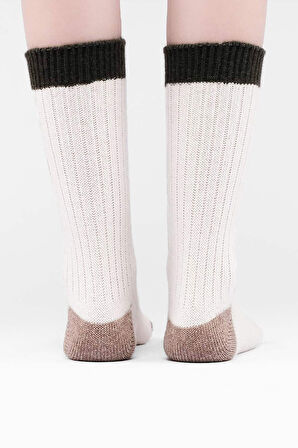 Mısırlı Kadın Kuzu Yünü Tekli Ekru Soket Çorap M 75001 E