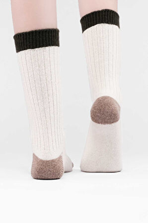 Mısırlı Kadın Kuzu Yünü Tekli Ekru Soket Çorap M 75001 E