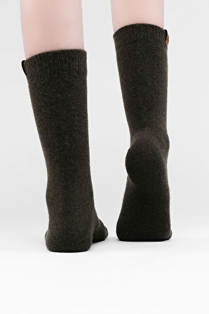 Mısırlı Kadın Kuzu Yünü Tekli Haki Soket Çorap M 75000 H