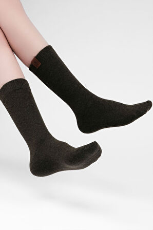 Mısırlı Kadın Kuzu Yünü Tekli Haki Soket Çorap M 75000 H