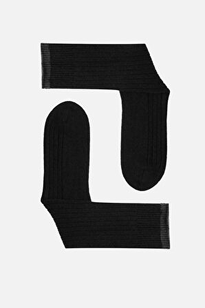 Mısırlı Erkek Kuzu Yünü (Lambswool) Tekli Siyah Soket Çorap M 65001 S