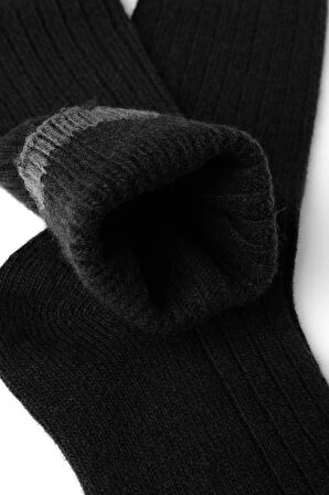 Mısırlı Erkek Kuzu Yünü (Lambswool) Tekli Siyah Soket Çorap M 65001 S