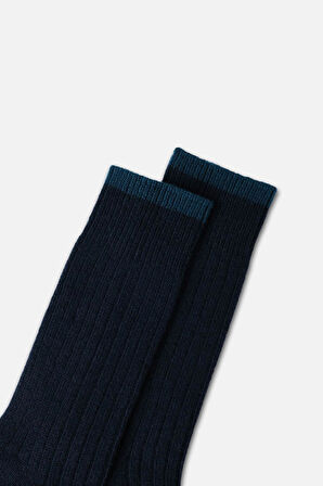 Mısırlı Erkek Kuzu Yünü (Lambswool) Tekli Lacivert Soket Çorap M 65001 L