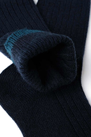 Mısırlı Erkek Kuzu Yünü (Lambswool) Tekli Lacivert Soket Çorap M 65001 L