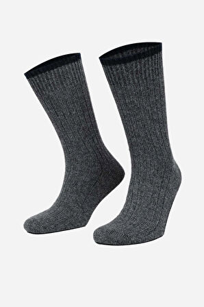 Mısırlı Erkek Kuzu Yünü (Lambswool) Tekli Füme Soket Çorap M 65001 F