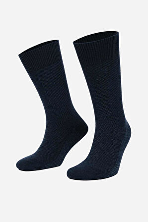 Mısırlı Erkek Kuzu Yünü (Lambswool) Tekli Lacivert Soket Çorap M 65002 L