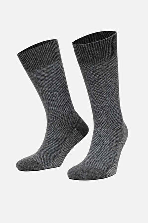 Mısırlı Erkek Kuzu Yünü (Lambswool) Tekli Füme Soket Çorap M 65002 F