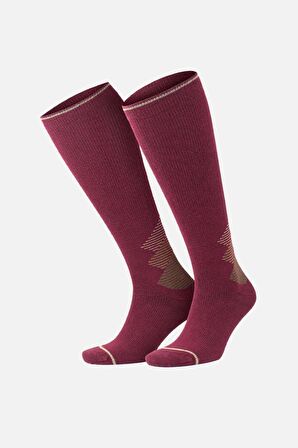 Mısırlı Unisex Merino Yünü Kışlık Tekli Bordo/Bej Compression Çorap - M COMP BB