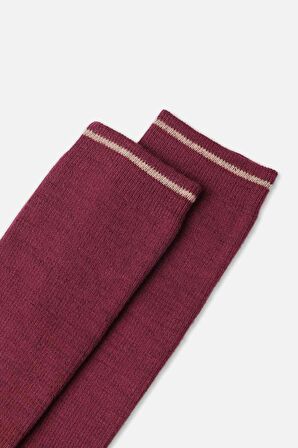 Mısırlı Unisex Merino Yünü Kışlık Tekli Bordo/Bej Compression Çorap - M COMP BB