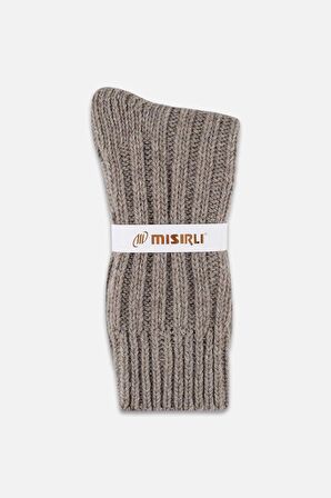 Mısırlı Unisex 5 Kat Alpaka Yünü Kışlık Tekli Bej Soket Çorap - M-3094-B