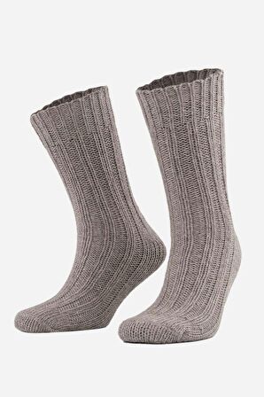 Mısırlı Unisex 5 Kat Alpaka Yünü Kışlık Tekli Bej Soket Çorap - M-3094-B