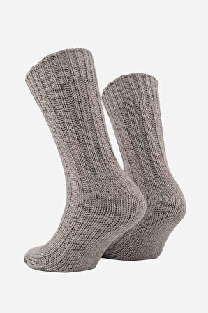 Mısırlı Unisex 5 Kat Alpaka Yünü Kışlık Tekli Bej Soket Çorap - M-3094-B