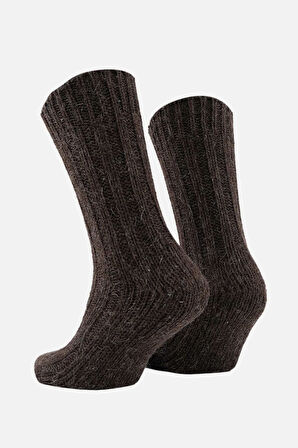 Mısırlı Unisex 5 Kat Alpaka Yünü Kışlık Tekli Kahverengi Soket Çorap