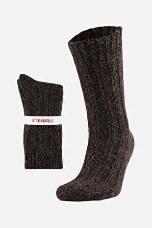 Mısırlı Unisex 5 Kat Alpaka Yünü Kışlık Tekli Kahverengi Soket Çorap