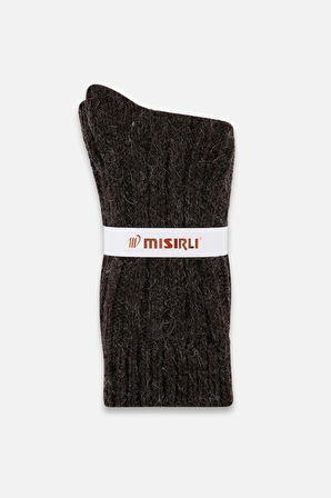 Mısırlı Unisex 5 Kat Alpaka Yünü Kışlık Tekli Kahverengi Soket Çorap
