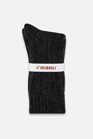 Mısırlı Unisex 5 Kat Alpaka Yünü Kışlık Tekli Antrasit Soket Çorap - M-3094-A