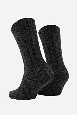 Mısırlı Unisex 5 Kat Alpaka Yünü Kışlık Tekli Antrasit Soket Çorap